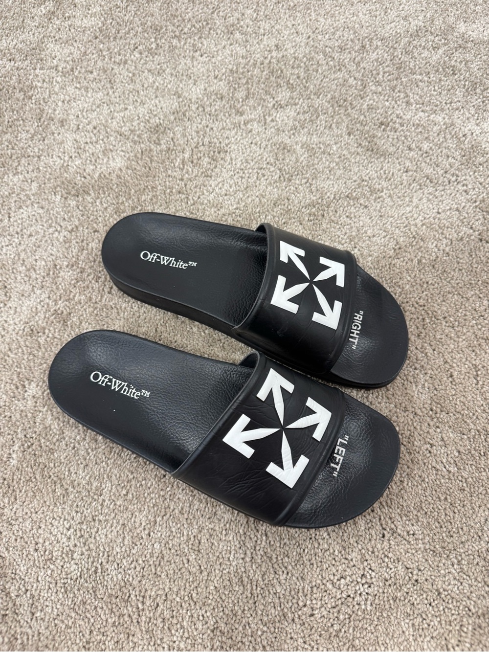 Off-White Black Slide Sandals with White Arrow Logo